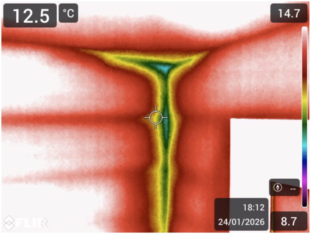 Analisi di un angolo interno ad appartamento con problemi di condensa e probabile formazione di muffa